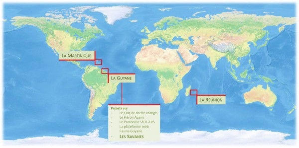 Le programme Life+ Cap DOM © Stier A - GEPOG realise a partir de naturalearthdata.com